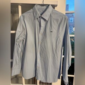 Vineyard Vines Men's Light Blue Plaid Button Down Shirt